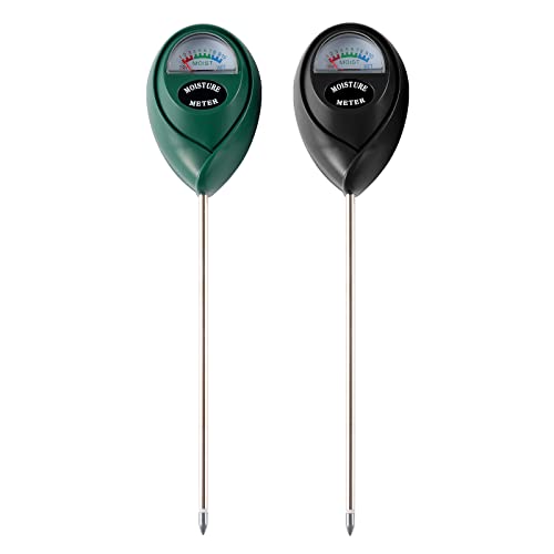 2 Packs Soil Moisture Meter Plant Water Meter Moisture Meter for House Plants Soil Tester Test Kit Soil Hygrometer Sensor for Garden Lawn Farm Indoor&Outdoor Use No Battery Required (Black&Green)