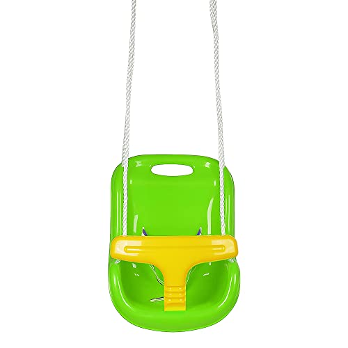 Balançoire 3-en-1 pour Bébé Avec Dossier et Ceinture de Sécurité Pour Extérieur et Intérieur Siège Modulable de Jardin pour Enfant (Vert)