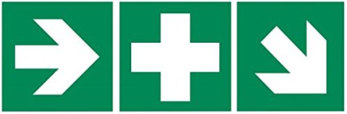 Preisvergleich Produktbild 3er-Set Aufkleber Erste-Hilfe-Rettungszeichen + Richtungspfeil rechts-links + Treppe ASR A 1.3 / ISO 7010 von HM-Arbeitsmedizin