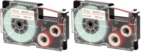 Image of Casio XR-9WER1-EZ Label Printer Tape (Red and White) (Pack of 2)