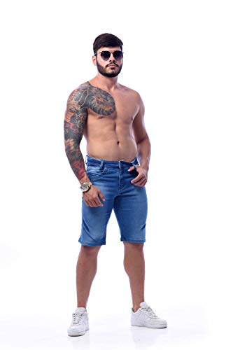 Bermudas Jeans Slim Com Lycra Azul Claro Originais - Zaretã (46)