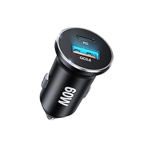 60W USB C Car Phone Charger, Cigarette Lighter Type C Super Fast Car Charger, [PD30W&QC3.0] Car Charger Adapter Fast Charging Compatiable with Samsung Galaxy S23/S22/S21, iPad Pro