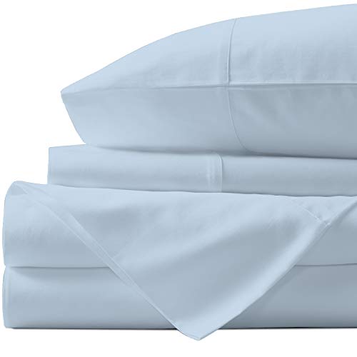 Urbanhut 1000 Thread Count 100% Egyptian Cotton Queen Sheets Set Quality (4Pc), Luxury Bed Sheets For Queen Size Bed, Sateen Weave Hotel Sheets, 16" Elasticized Deep Pocket - Light Blue #TOP3