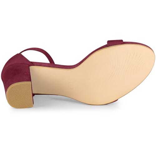 Allegra K Allegra K Women's Buckle Ankle Strap High Chunky Heels Burgundy Sandals 8.5 M US