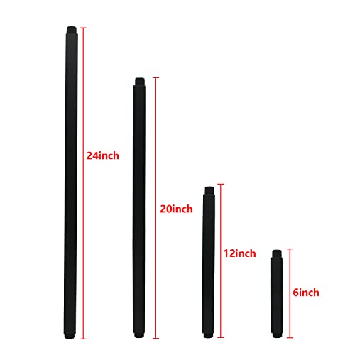 Shower Arm With Flange 24 Inches Ceiling Mount Square Straight Extender Extension Pipe Replacement, Extra Long Shower Arm For Fixed Rain Shower Head Or High Ceiling, Npt 1/2 To G1/2, Matte Black #TOP4