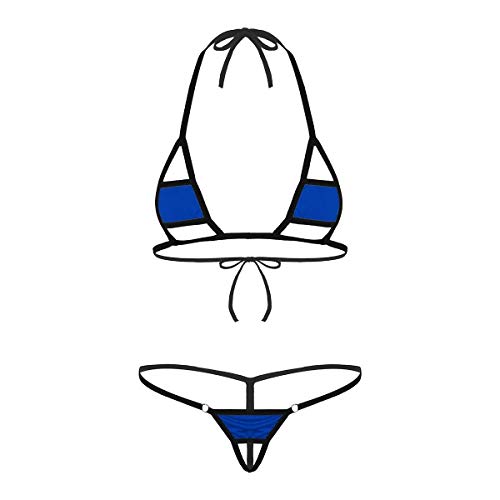 iEFiEL Women Sexy Halter Neck Swimsuit Hollow Micro G String Bikini Sexy Lingerie