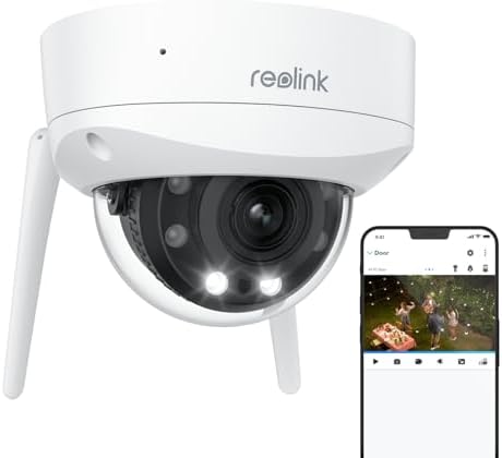 REOLINK 4K WiFi Security Camera Outdoor, Dome Surveillance Camera with IK10 Vandal-Proof Construction, Wi-Fi 6 New Tech, Smart Detection, 5X Optical Zoom, Color Night Vision, Non-PT Cam, RLC-843WA