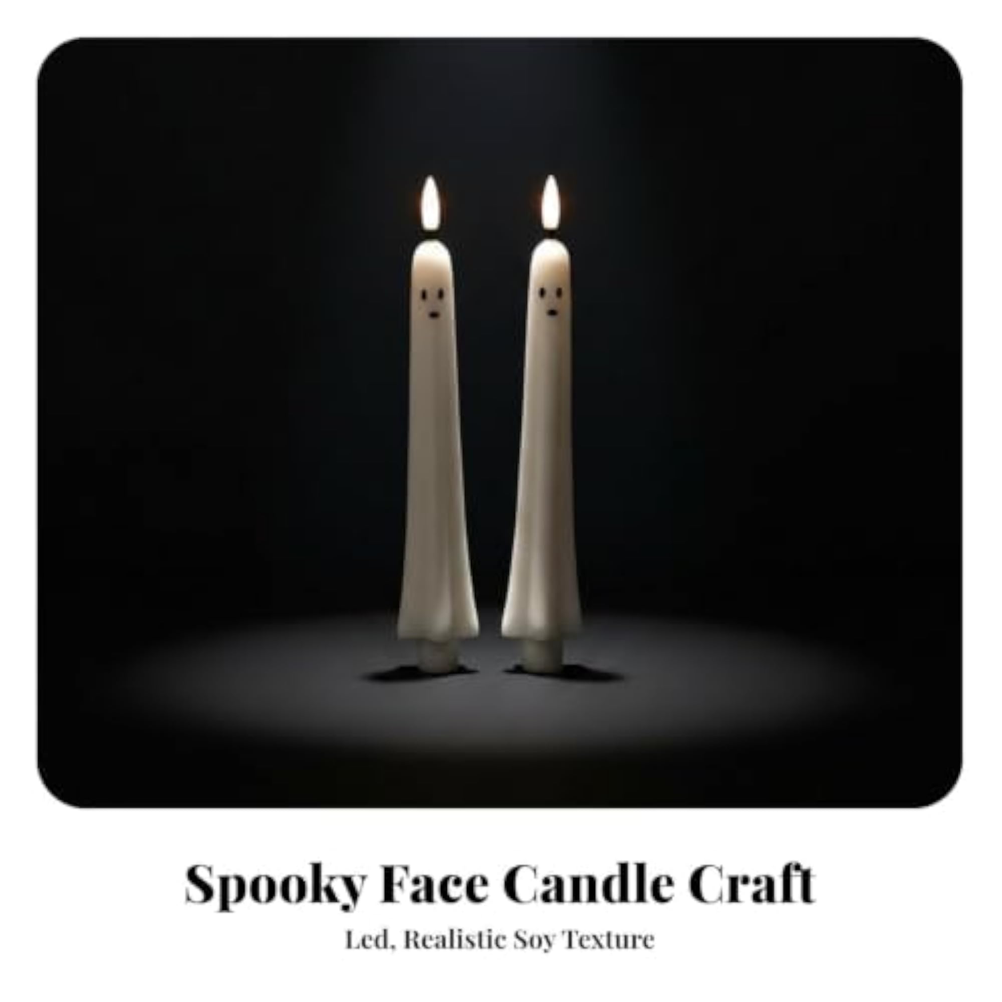 2-Pack Flameless Ghost Taper Candles, Gentle Eerie Glow