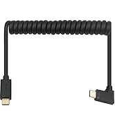Poyiccot Coiled USB C to USB C Cable, Coiled USB Type C Cable 3A Fast Charging, Right Angle USB C...