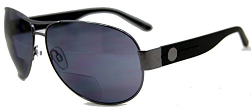 In Style C Moore Stylin Bifocal Reading Sunglasses - Classic Aviator Metal Frame - Non-Polarized Tinted Aspheric Lens