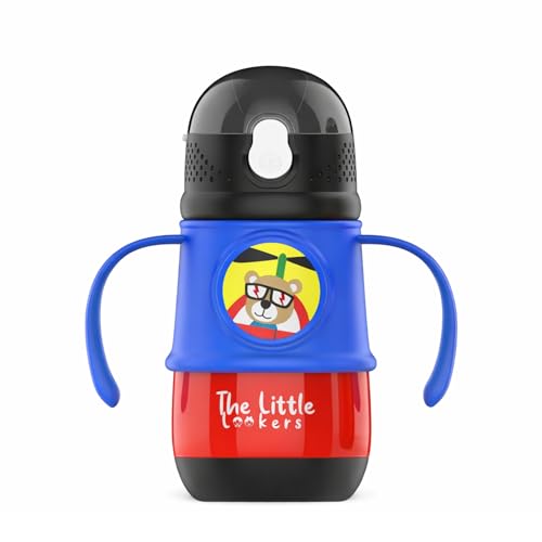 Image of THE LITTLE LOOKERS Stainless Steel Hot & Cold Sipper Bottle for Kids | 300 Milliliters | Rust-Proof | BPA-Free | Double-Wall Vacuum Insulation Water Bottle | Ideal for School and Travel | Red