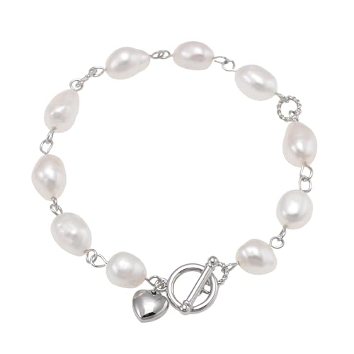 Pearl Miner Hand-Wired Heart Toggle Bracelet
