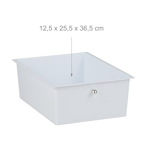 Relaxdays Badrollwagen, 3 Schubladen, Metall & Kunststoff, Rollcontainer Bad, Kosmetik, HxBxT: 60 x 33 x 39 cm, weiß, 1 Stück