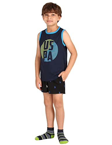 Image of U.S. Polo ASSN. Boy's Round Neck Regular Fit Brand Print Ikeb Muscle Tank - Pack of 1