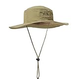 Surblue Wide Brim Cowboy Hat Unisex Foldeable Cap Sun Block Golf Fishing Hiking Camping Khaki