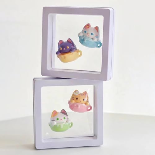 Image of Floating Display Frame, Coin Display Case, Dustproof PE Film Transparent Jewelry Storage Box for Ring Necklace Bracelet, Floating Display Case for Coin, Jewelry per Availability (Medium 15 pc White)