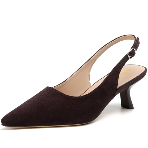 Image of RIBONGZ Sexy Slingback Pumps Elegant Dressy Heels for Women Closed Toe Pointy High Heels Wedding Bride Prom Party Evening Shoes