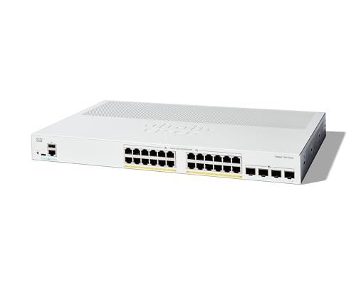 Image of Cisco Catalyst 1300-24P-4X Managed Switch, 24 Port GE, PoE, 4x10GE SFP+, Limited Lifetime Protection (C1300-24P-4X)