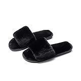  Flip Flop-GQ Chanclas de Piel Peluda Suave y esponjosa para Mujer Chanclas Punta Abierta Cozy House Slides Zapatos de casa de algodón Lavables Antideslizantes @ bl