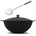 Produktbild 4BIG.fun Kazan aus Gusseisen 10 L mit Schaumkelle NAMANGAN Kasan Uzbekisch mit Deckel Cast Iron KESSEL Uzbek Camping Usbek Schwenktopf Asia WOK Topf mit Aluminium Deckel Grillwok Gusstopf Wokpfanne