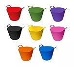 ORGANIZED® 42L Flexible Tubs Set of 3– Large Heavy Duty Rubber Storage Buckets, Multi-Purpose Flexible Plastic Tubs for Garden, Cleaning, Laundry, DIY, Builders & Home Storage – Mixed Colours