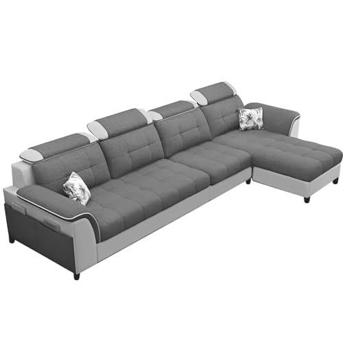 Image of Casaliving Ella RHS 5- to 6-Person Sofa L Shape Sofa Set for Living Room (Dark Grey & Grey) Premium Fabric Sofa