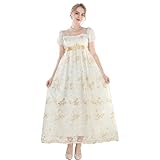 CR ROLECOS Regency Dresses for Women Victorian Dresses Long Dress Tea Party Gown 3XL Yellow