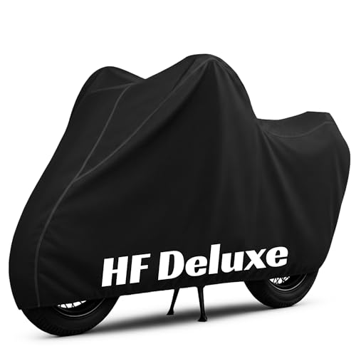 Image of 100% Waterproof HF Deluxe Bike Cover | Polyester Body Cover for Rain & Sun | UV Protection, Dustproof, Scratch Resistant, Windproof, Heat Resistant, Vehicle Specific Fit (Black)