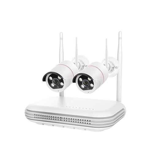 Sistemas de cámaras CCTV, H.265 8CH 5MP CCTV Seguridad NVR Kit detección Color visión Nocturna cámara bidireccional de vigilancia inalámbrico(None,8CH NVR and 2 Camera)