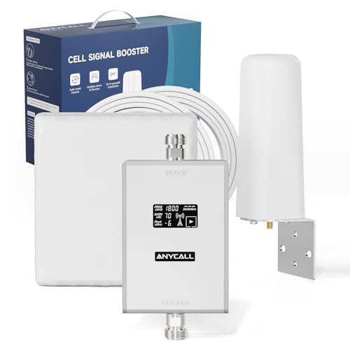 ANYCALL Amplificador Señal Movil 4G LTE 3G gsm Repetidor Señal Movil para Casa en Banda 3/7 (1800/2600MHz), Compatible con Movistar Vodafone Orange Yoigo y más, con Antena Omnidireccional