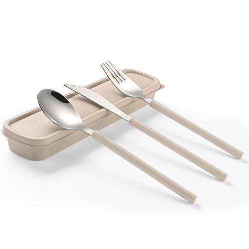 YBOBK HOME Reusable Utensils with Case, Travel Portable Fork Knife Spoon Set