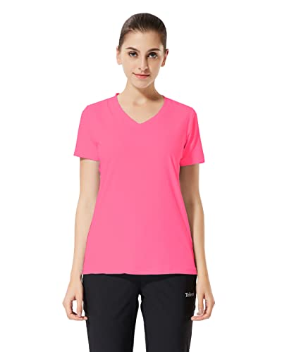 Jeansian Women's Outdoor Sport Quick Dry V-Neck Tee T-Shirt Swt240 Red L #TOP5