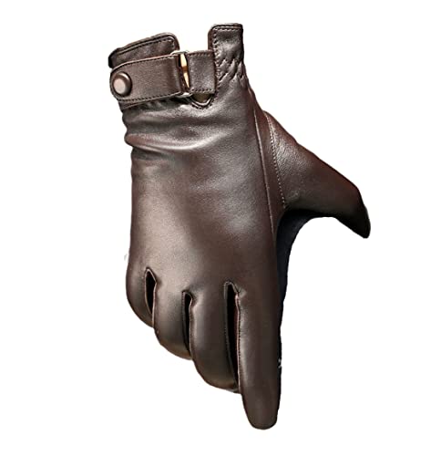 Guantes de cuero cortavientos para manos frías al conducir café 90