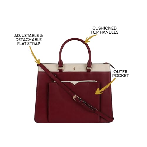 Image of HORRA 13 Inch Laptop Bag For Women Office use with Padded Laptop Compartment and Extra Pouch | Laptop Tote Handbag for Work| For College| Vegan Leather Handbag | Daily & Travel Use