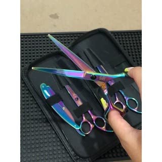 Kit 3 Tesouras Obopekal Profissionais + Estojo P/Barbeiro + Navalhete + s (Cromado)