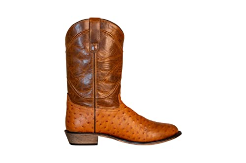 TuffRider Men's Norris Leather Cow Ostrich Print Wide Round Toe Western Boots3