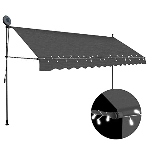Store de jardin grande largeur 400 cm avec LED intégrées teinte anthracite - 2