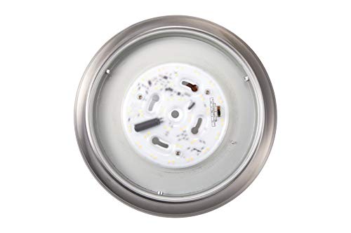 Lit-Path Led Flush Mount Ceiling Light Fixture, 3000/4000K/5000K Switch, Cri80+, Dimmable 11 Inch, 16.4W 1150 Lumen, Aluminum Housing Plus Glass Cover, 1-Pack, Nickel Finish #TOP3