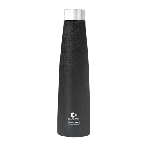 Image of Clay Craft Vacbott Chariott SS Lid Single Walled Non Insulated Water Bottle, 900ml (Black) Steel Water Bottles for School, Office, Home, Gym, Water Bottle for Men Leakproof, Rust free Steel Bottle