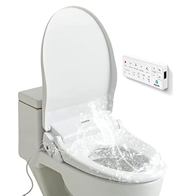 PHILTRE Bidet Toilet Seat Round with Warm Water, Heated Bidet Toilet Seat, Dryer, Stainless Steel Nozzle, and Full Function Remote Control - Saves Toilet Paper and Prevents Toilet Clog (Round)