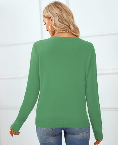 Image of QUALFORT Women's 100% Cotton Sweater, Basic Lightweight Long Sleeve Pullover