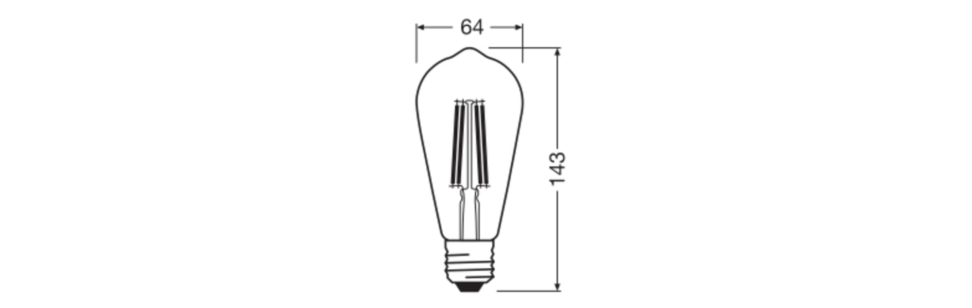 OSRAM Bombilla LED forma Edison A60 5,9 W transparente E27 | LED Star Classic Edison 60 Filament, LED Lamps, Claro, 64 mm dia, 15000 h, Paquete de 6