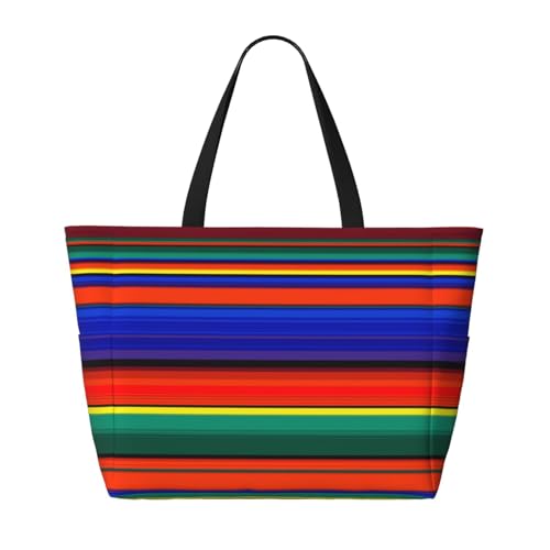 Mexican Serape Large Capacity Travel Bag Lightweight Shopping Handbag Beach Tote Bags Casual Work Bag For Women2