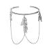 Produktbild Happyyami Oberarm Manschette Kette Verstellbare Quaste Blatt Armreif Armband Armreif Armband für Dame Mädchen Frauen Party (Silber)
