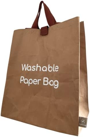 TERRAUSE Reusable Grocery Shopping Bag, Sustainable Grocery Tote Bag, Durable Washable Paper Bag with Short and Long Handles and Velcro Strap Closure, Everyday Bag, Beach Bag, Gym Bag