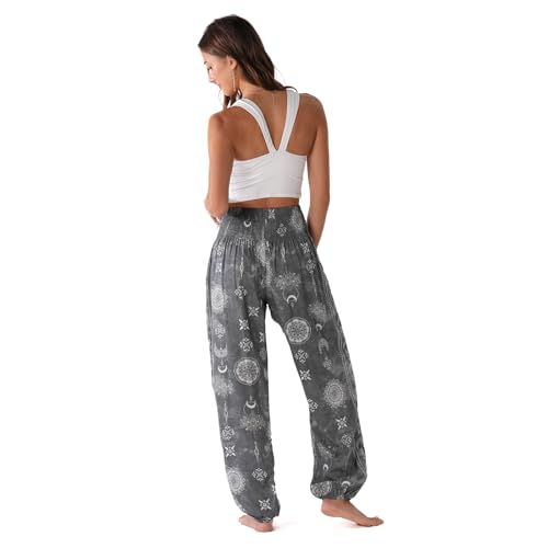 Image of Lotus and Luna Women's Harem Pants Thai Pants for Beach & Lounge High Waisted Flowy Boho Pants Genie Pants Yoga Pants