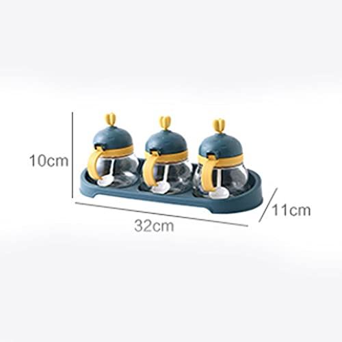 Tarros para condimentos, tarros de condimentos 3 en 1 de Vidrio para Especias de Cocina, con Tapas y cucharas, Almacenamiento Combinado, fácil de Usar