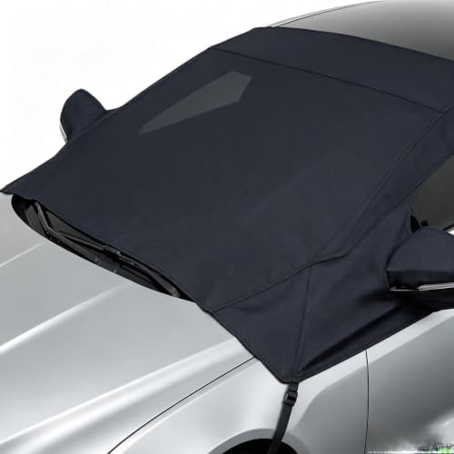 Premium Car Snow Cover, Thick Waterproof Fabric Windshield Cover, Winter Ice Frost Protection Shield, Quick Installation Front Car Cover with Adjustable Straps image 2