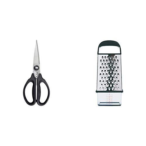 OXO Good Grips Box Grater and OXO 1072121 Good Grips Kitchen and Herb Scissors, Black