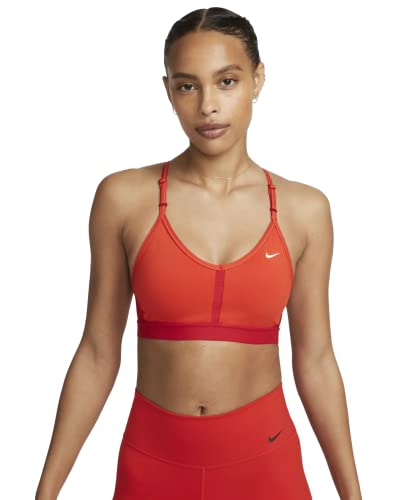 Nike Dri-Fit Indy Women's Light-Support Padded V-Neck Sports Bra (As1, Alpha, M, Regular, Regular, Picante Red/University Red/University Red/White) #TOP6